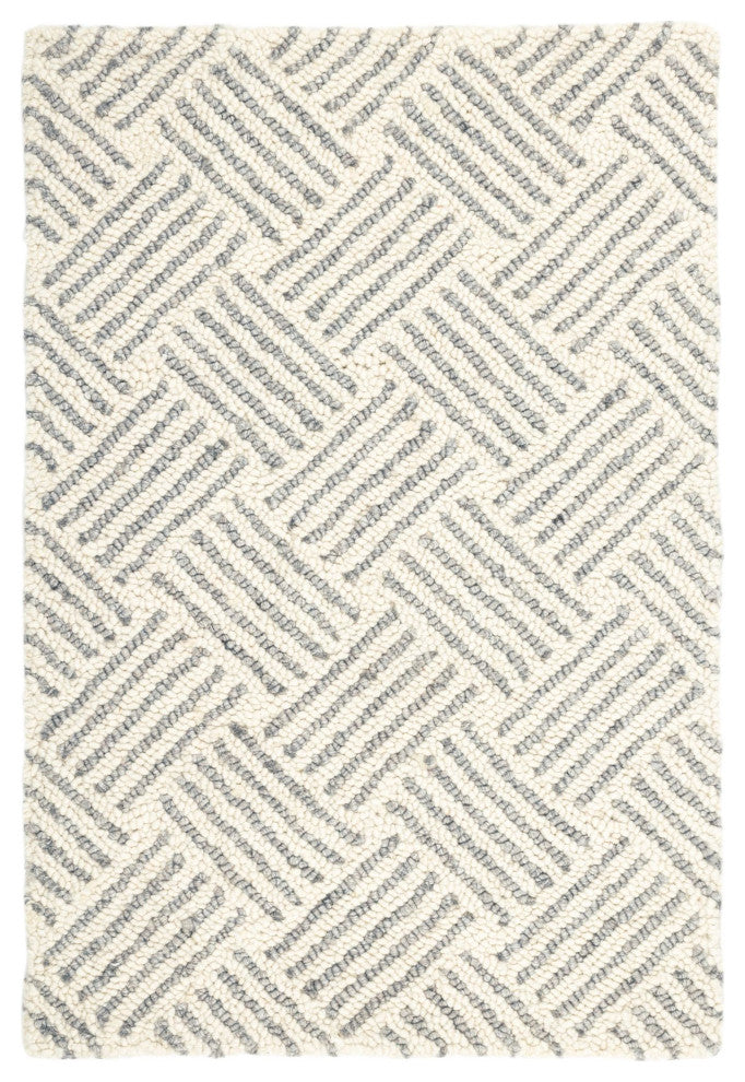 Dash & Albert Layers Grey Hand Hooked Wool Rug, Grey, Runner-2'6" x 8'