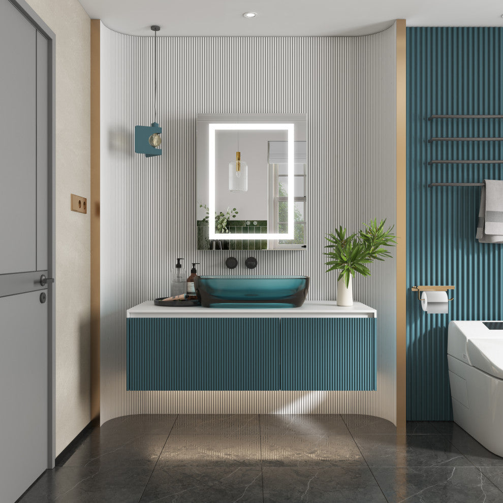 Recessed/Surface Mount LED Medicine Cabinet Mirror with Defogger, 24"x30" Left Hinge