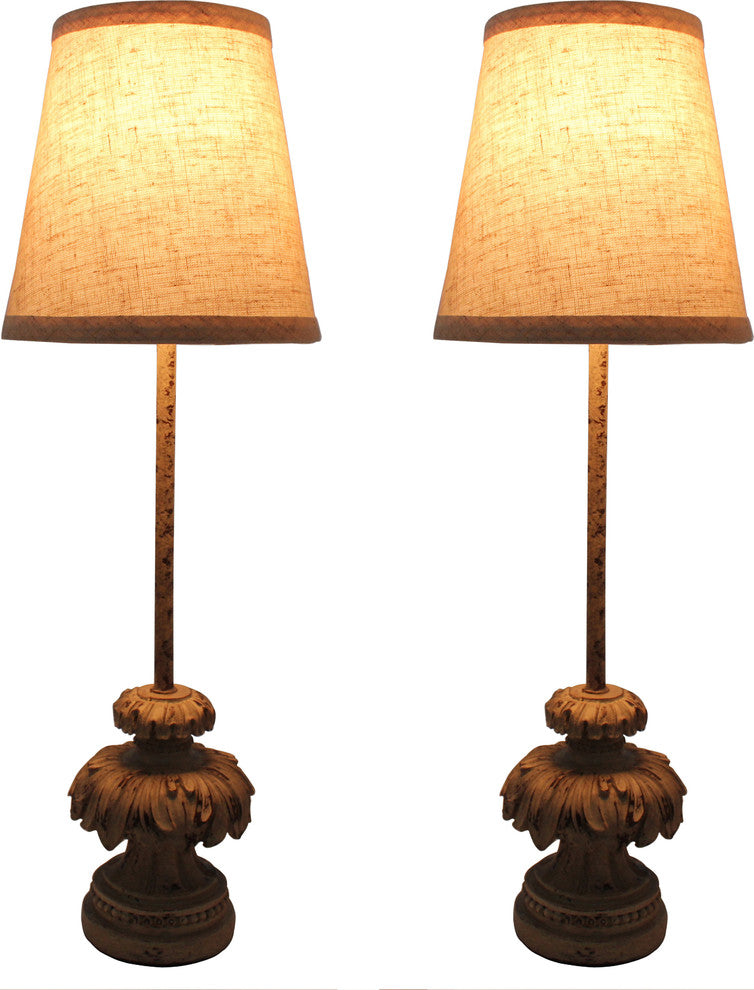 Urbanest Set of 2 Charlotte Mini Buffet Lamps in Burnt Gold w/ Chocolate Shades