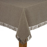 Homespun Fringed 100% Cotton Tablecloth, Chocolate, 60"x84"