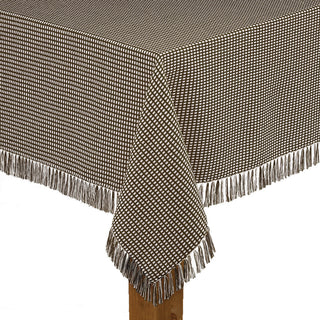 Homespun Fringed 100% Cotton Tablecloth, Chocolate, 60"x84"