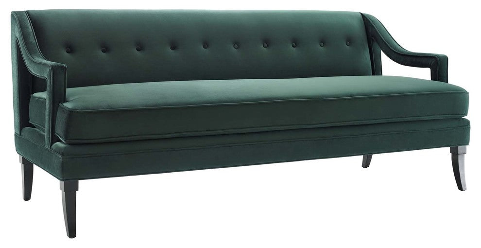 Concur Button Tufted Upholstered Velvet Sofa, Green