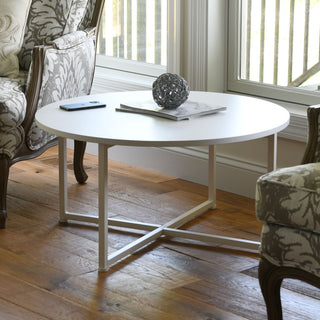 Jamestown Round Coffee Table Scandinavian White and White Metal