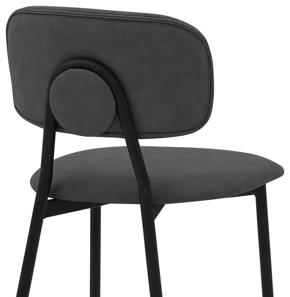 Rococo 26" Gray Faux Leather and Metal Counter Height Bar Stool