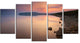 Beautiful Sunrise over Tranquil Sea, Seashore Canvas Print, 60"x32", 5 Panels