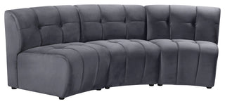 Limitless Velvet Upholstered 3-Piece Modular Sectional, Gray