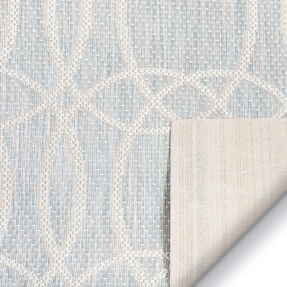 Portland Sisal Tocha Modern Geometric Blue 7''10"x10''6" Flatweave Area Rug