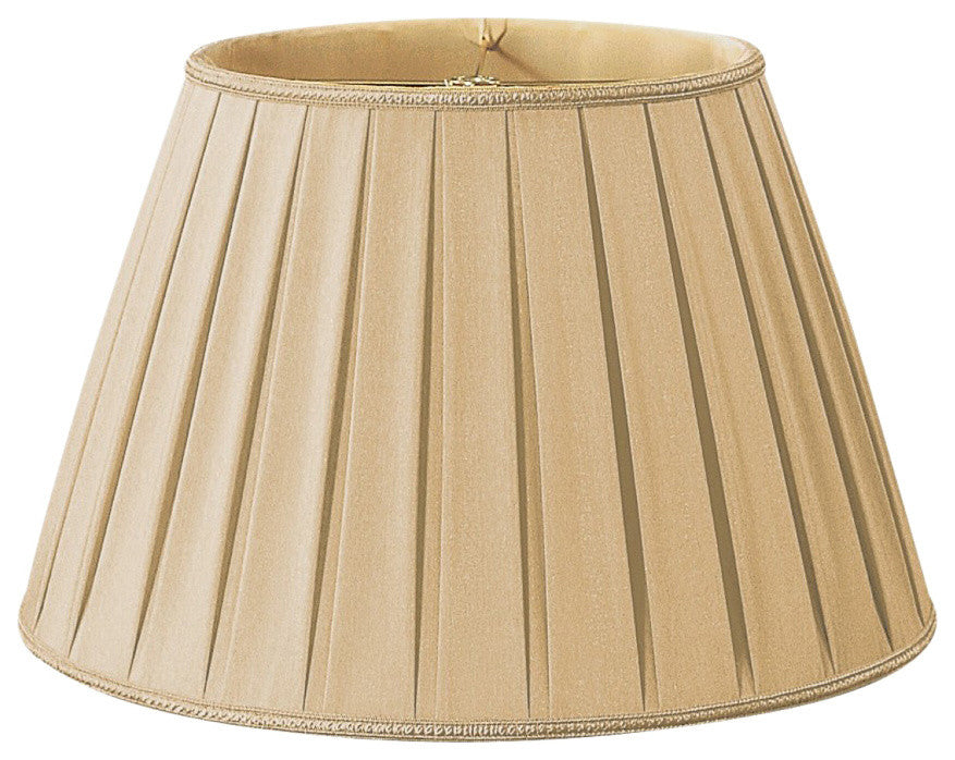 Round Pleated Designer Lampshade, Beige, Gypsy Gold, 12.5"x20"x13.5"