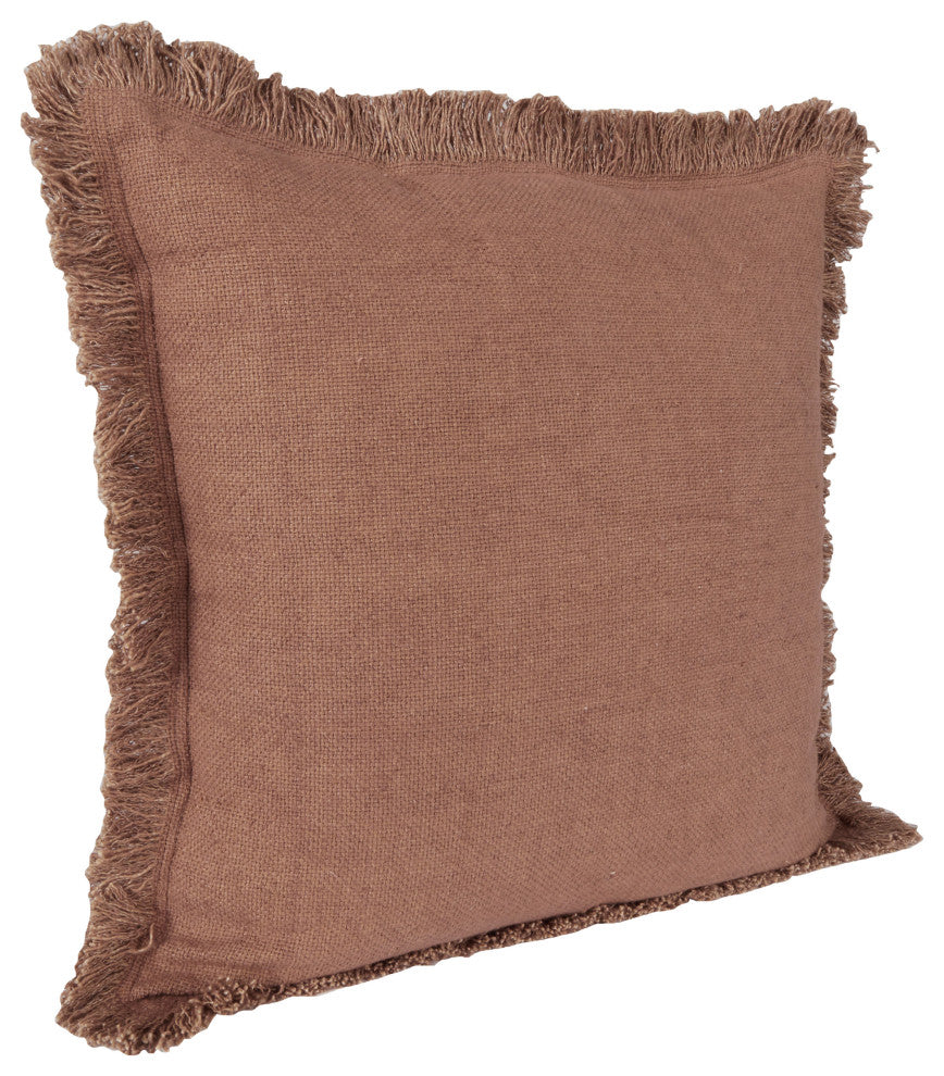 Agatha 22" Cotton Linen Blend Throw Pillow, Chestnut