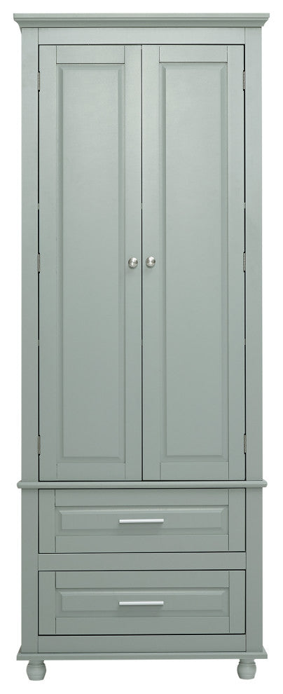 GDF Studio 24"W Bathroom Storage Cabinet with Two Drawers, Adjustable Shelves, Grey