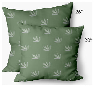 Feather Pattern Decorative Throw Pillow, Muted Green, 20"x20"