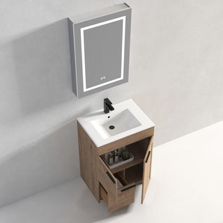 Freestanding Bathroom Vanity With Top Mount Sink, Classic Oak, 24'' Ceramic Sink