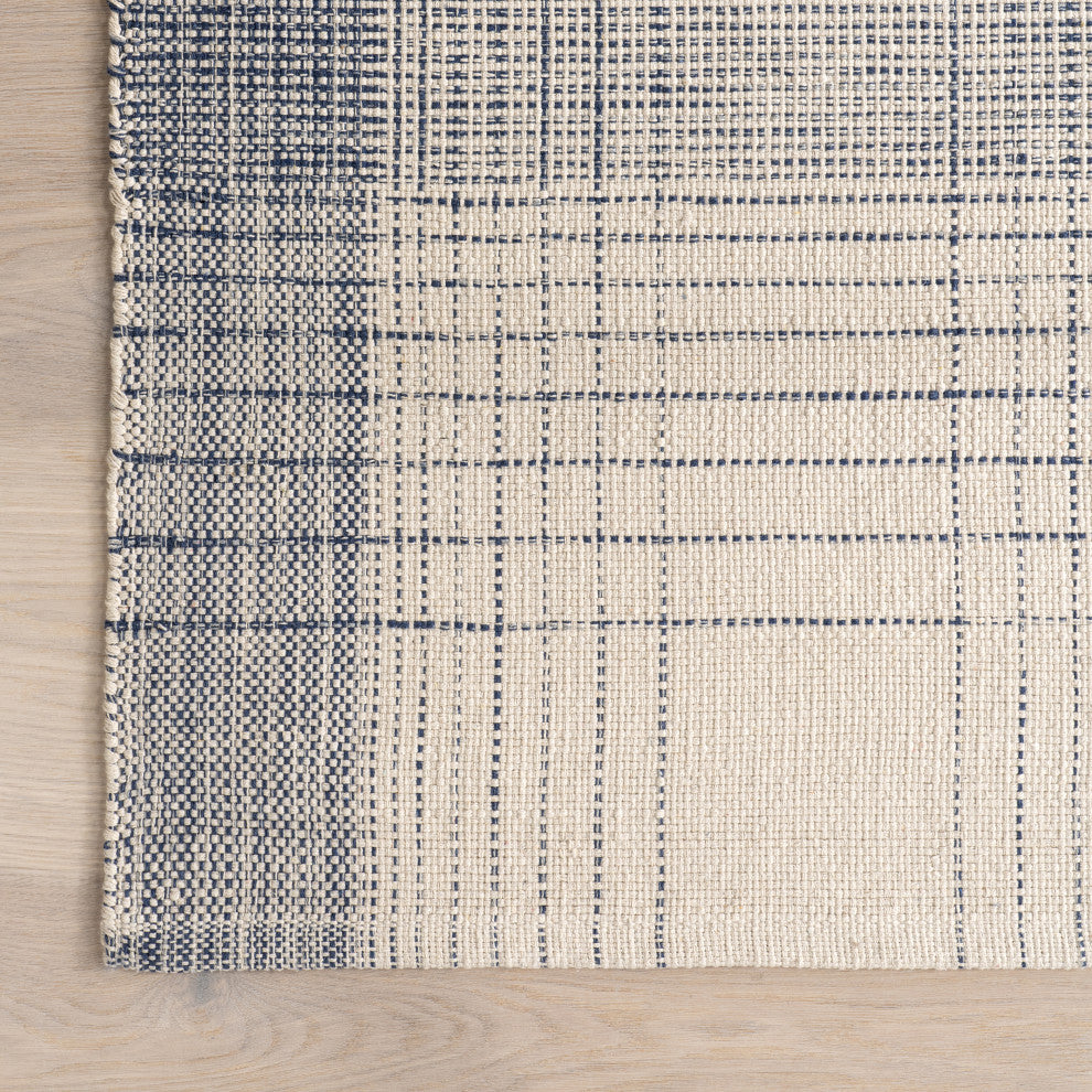 Nuloom Aya Cotton Plaid Rug, Blue 9' x 12'