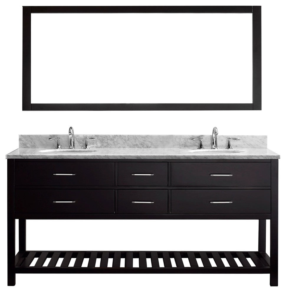 Caroline Estate 72" Double Bathroom Vanity Set Espresso, Marble Top