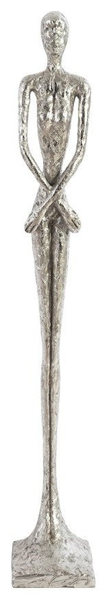 Skinny Female Sculpture, Silver Leaf, Small