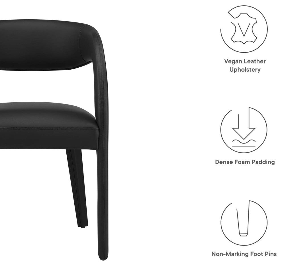 Pinnacle Vegan Leather Dining Chair Set of 2, Black