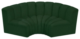 Arc Boucle Fabric Upholstered 3-Pc. Inward Curved Modular Sectional, Green