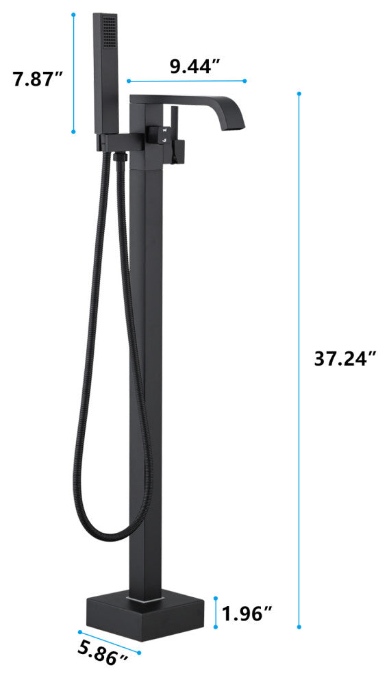Single Handle Floor Mounted Freestanding Tub Filler with Hand Shower