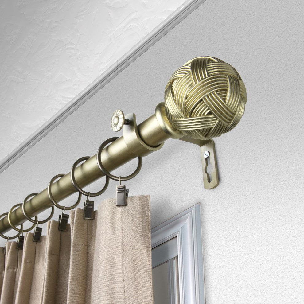 Twine 1" Curtain Rod 28-48", Black, Light Gold, 120-170"