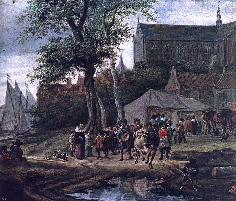 Salomon Van Ruysdael Tavern With May Tree, detail Wall Decal