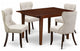 A Dining Set Of 4 Chairs, Doeskin Color, Mid-Century Table In Mahogany Finish
