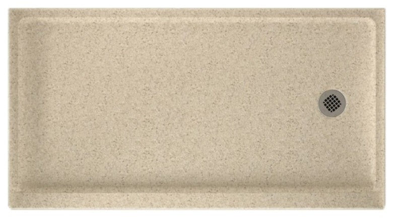 Swan 60x32x4 Solid Surface Shower Base, Right Drain, Bermuda Sand
