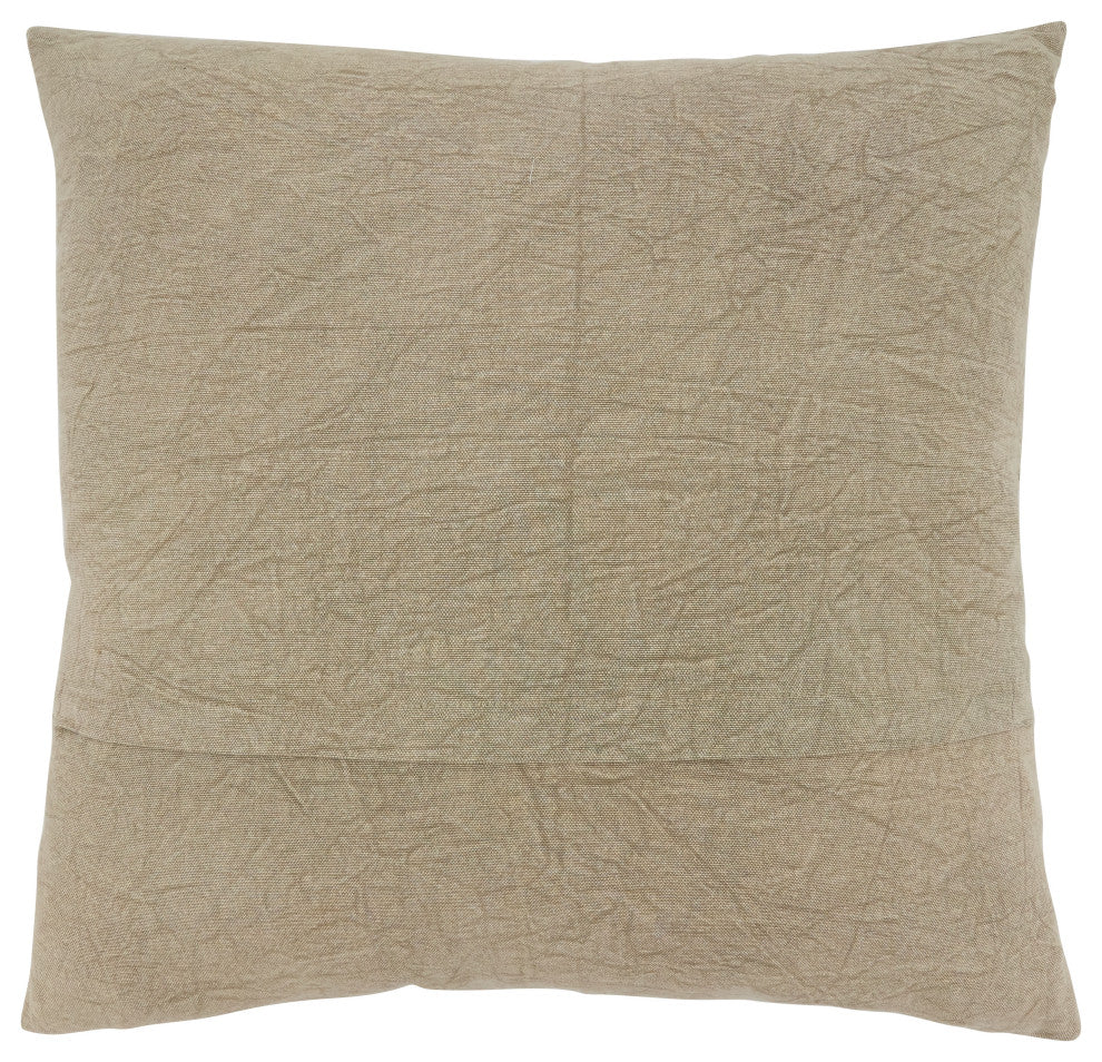 Pillow With Stone Washed Floral Design, Taupe, 20", Down Filled