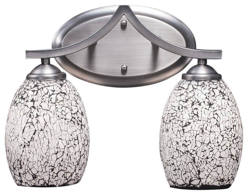 Zilo 2 Light Bath Bar, Graphite, 5" Black Fusion Glass