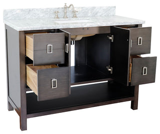 49" Single Vanity, Silvery Brown Finish With White Carrara Top