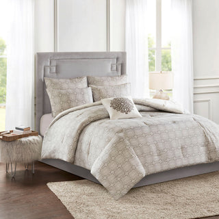 Madison Park Malia 6 Piece Embroidered Cotton Reversible Comforter Set, Ivory