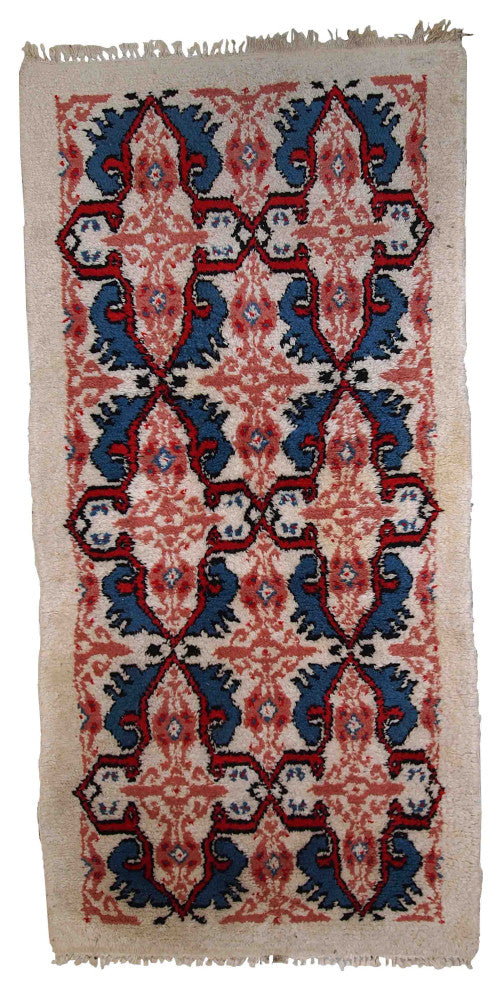 Handmade Vintage Moroccan Berber Rug, 2.6'x5.4', 80cmx165cm 1970s