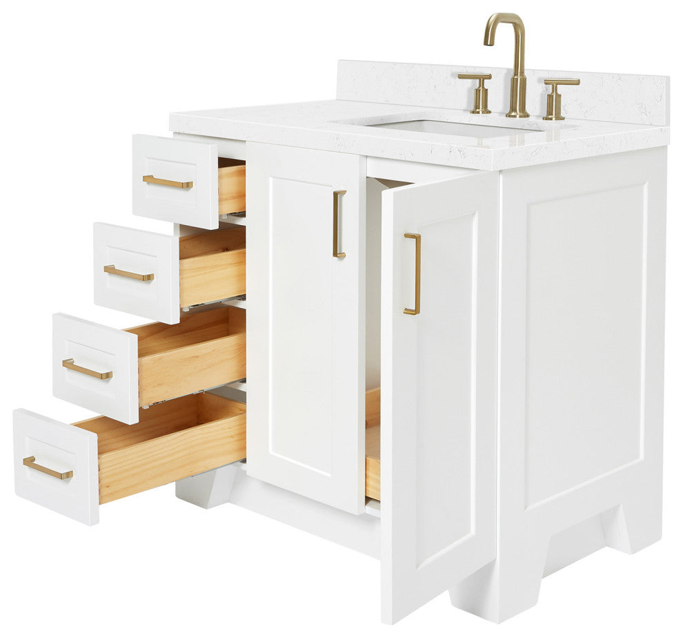 Ariel Taylor 36" Right Offset Single Rectangular Sink Bathroom Vanity