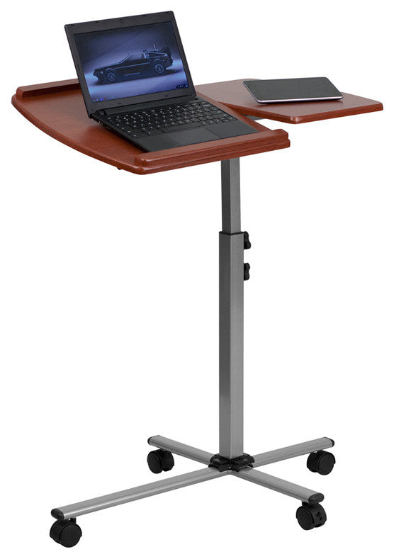 Flash Furniture Adjustable Mobile Laptop Computer Table in Cherry