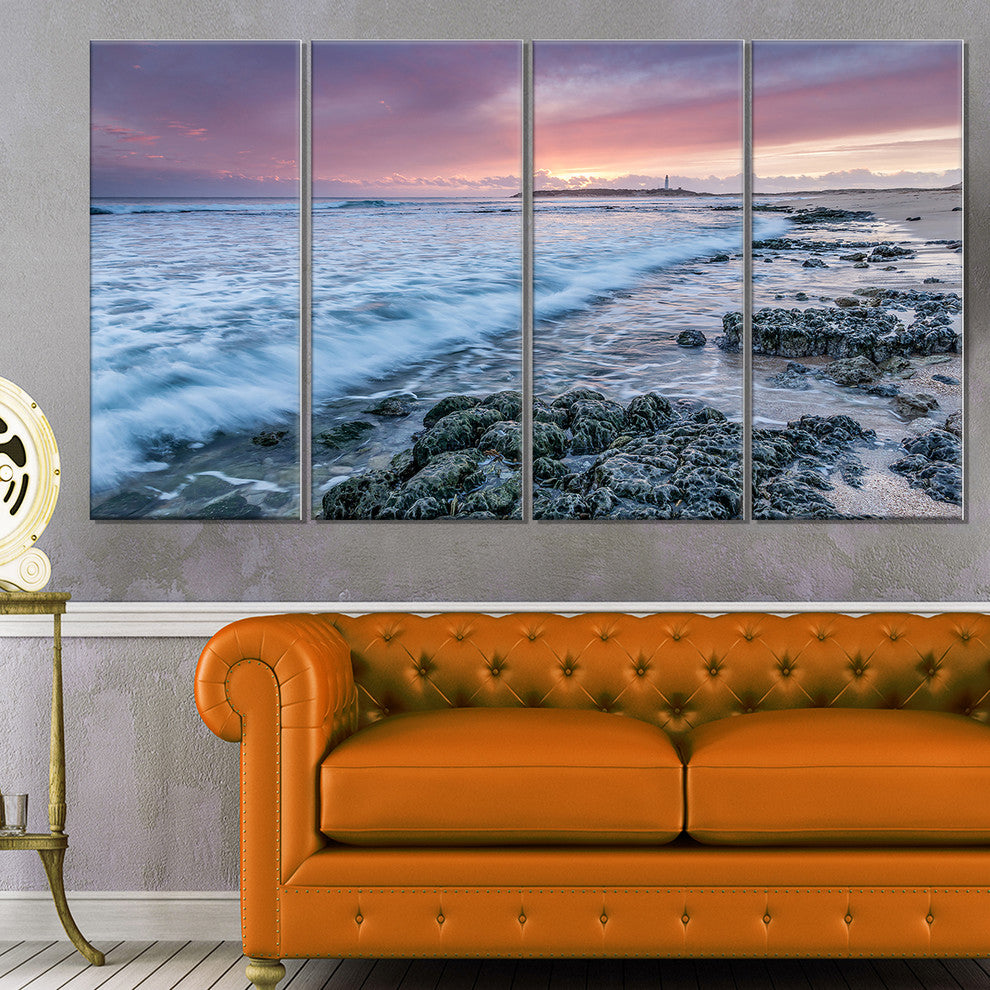 "Sunset On Cape Trafalgar Beach" Seashore Canvas Wall Art, 4 Panels, 48"x28"