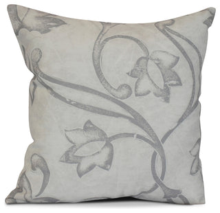 20x20", Elenor, Floral Print Pillow, Gray