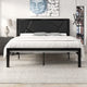Modern Full Size Metal Bed Frame with Geometric Litchi Grain Leather Headboard