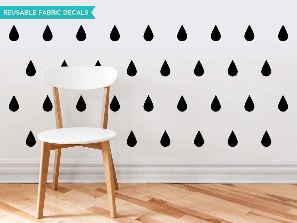 Raindrop Fabric Wall Decals, Set of 40, Black