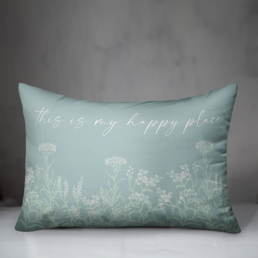This Is My Happy Place Floral 14x20 Spun Poly Pillow