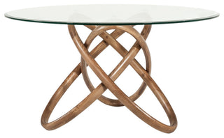 Modrest Mason Modern Round Glass and Walnut Dining Table