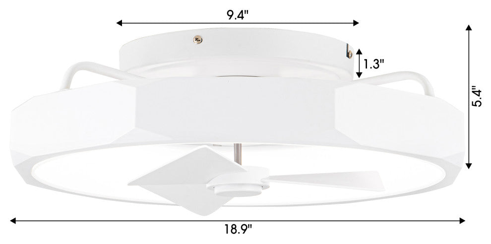 20 in. Modern White Flush Mount LED Ceiling Fan with Remote and DC Motor