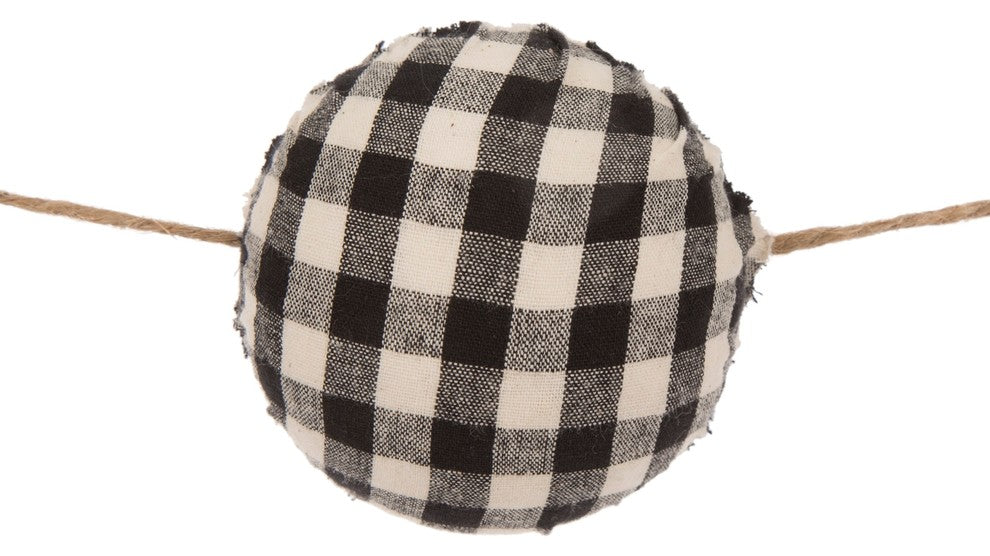 78.74" Black and White Plaid Fabric Garland