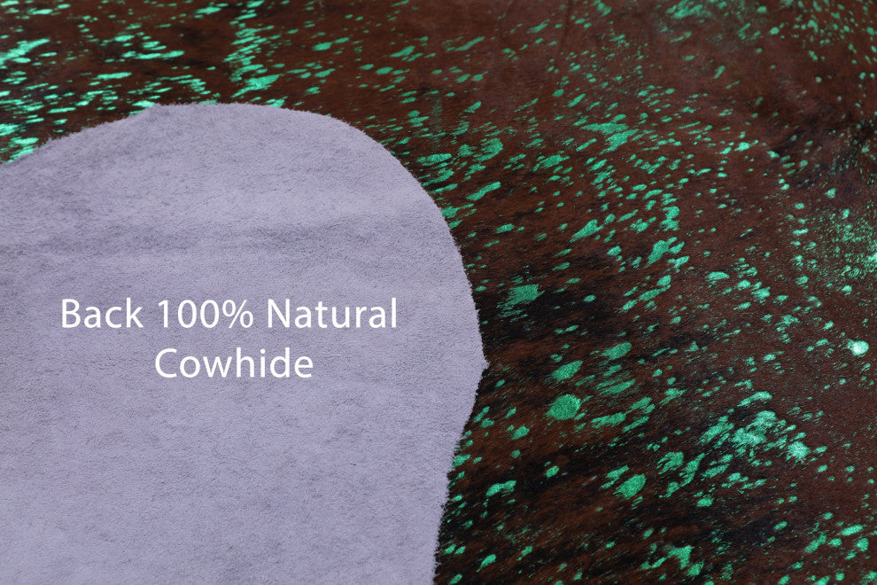 Green Metallic Cowhide Rug 6' 6" X 6' 2" C2158