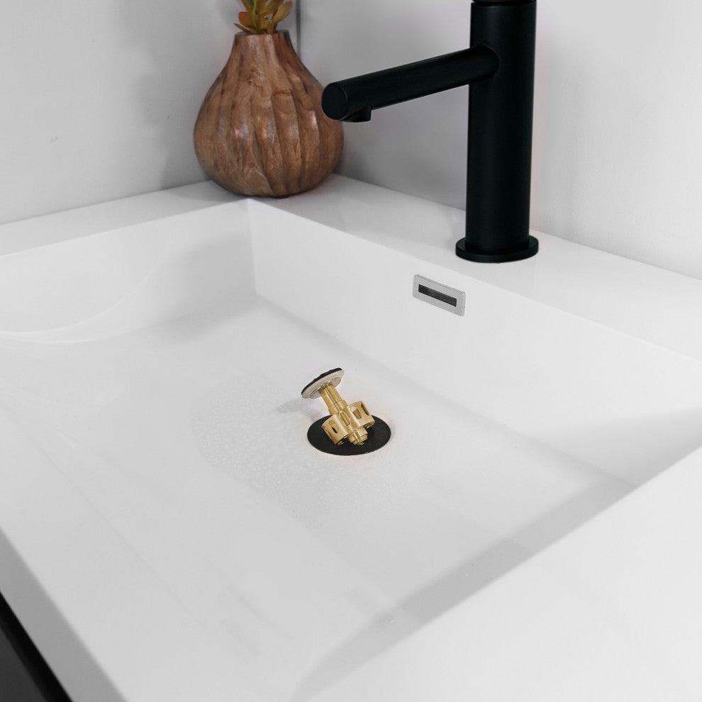 STYLISH Black Matte Pop-Up Bathroom Sink with Overflow