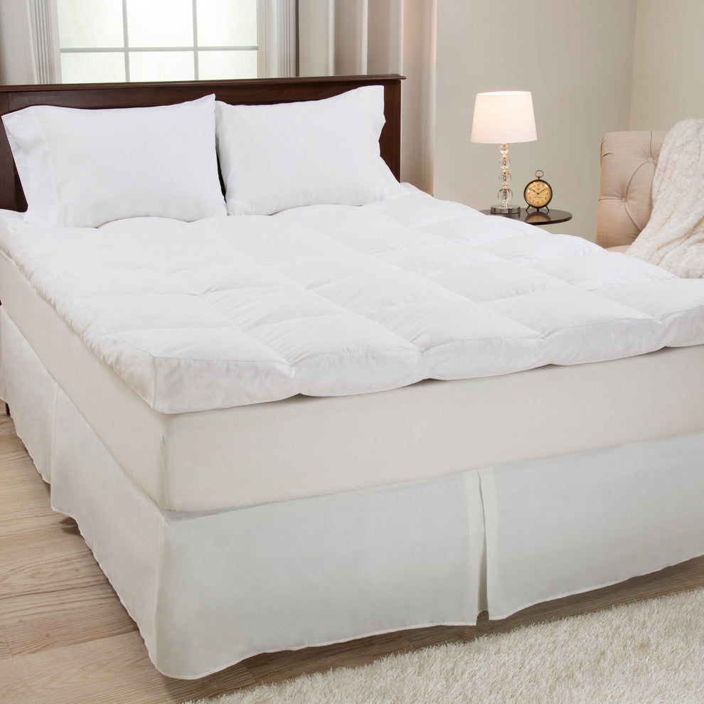 100% Duck Feather 4" Gusset Topper by Lavish Home, King