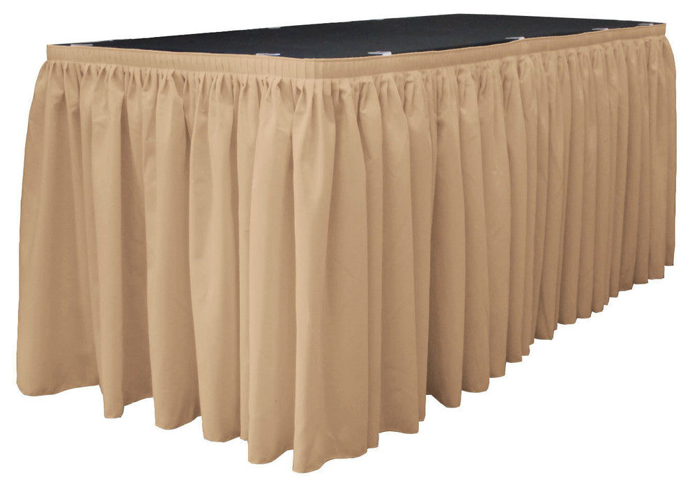 LA Linen Polyester Poplin Table Skirt, Khaki, 168"x29"