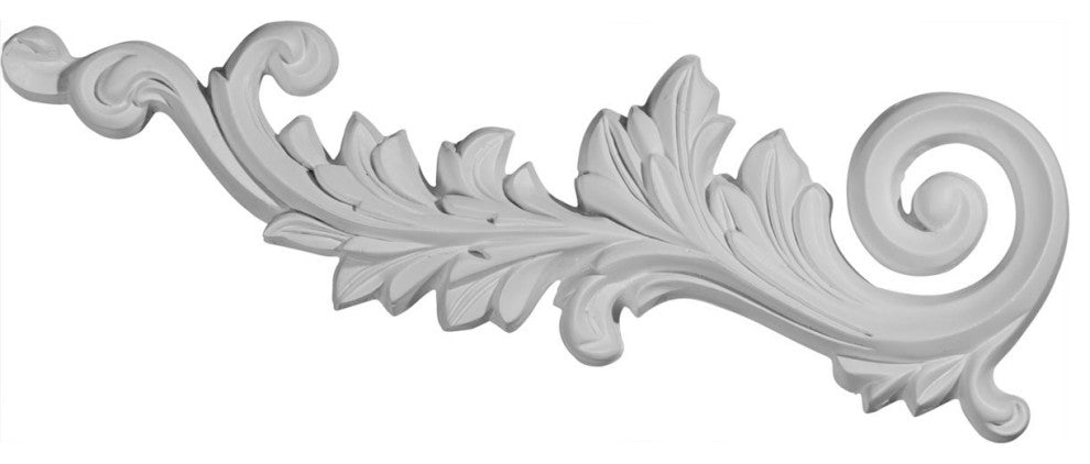 15 3/4"W x 5 1/8"H x 1 1/8"P Robin Scroll Onlay, Left