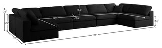Plush Velvet / Down Standard Comfort 7-Piece U-Shaped Modular Sectional, Black