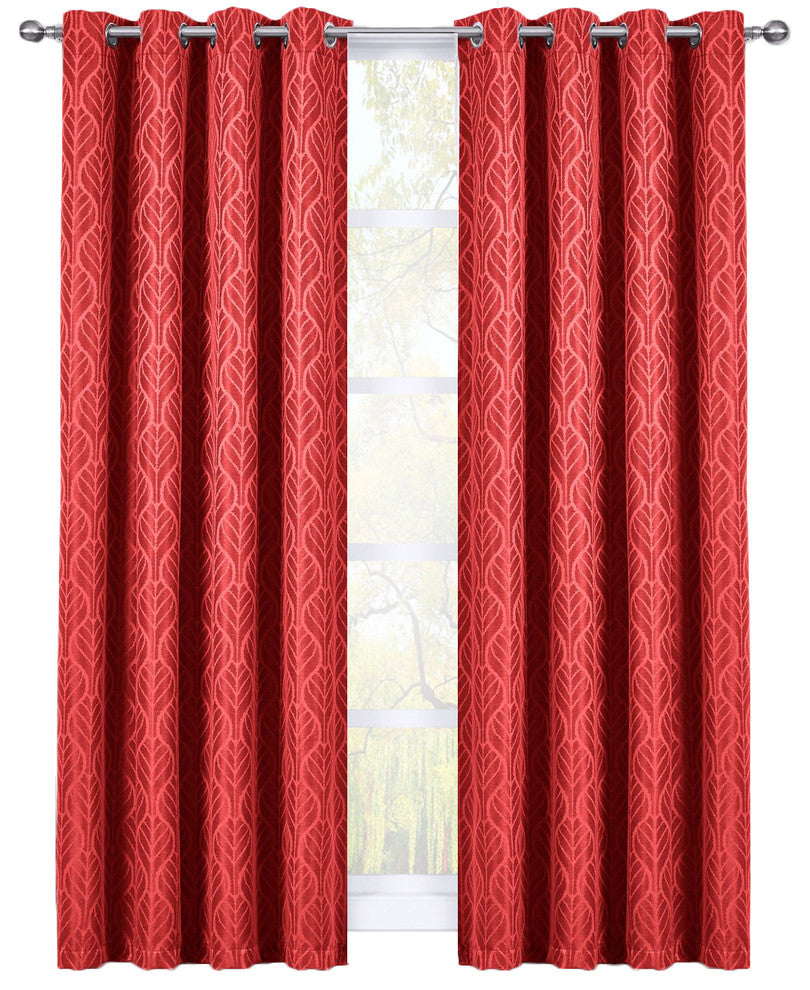 Hilton Blackout Thermal Insulated Curtains, Set of 2, Red, 108"x63"