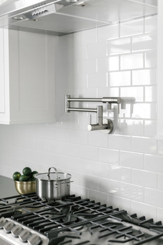 Moen S665 5.5 GPM Wall Mounted Double Handle Pot Filler - Matte Black