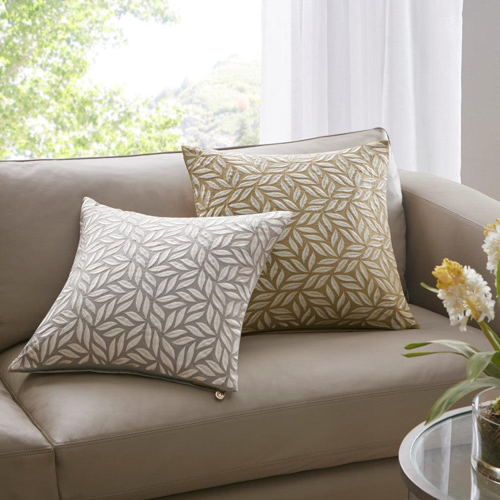 Croscill Home Melodia Embroidered Square Pillow 20x20, Gray